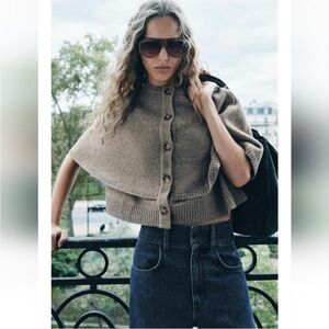 Zara knit cape cardigan M NWOT
